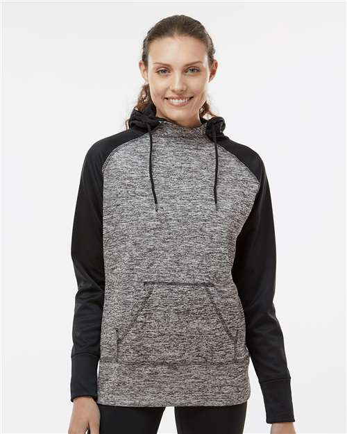 Women’s Colorblocked Cosmic Fleece Hooded Sweatshirt - Charcoal Fleck/ Black