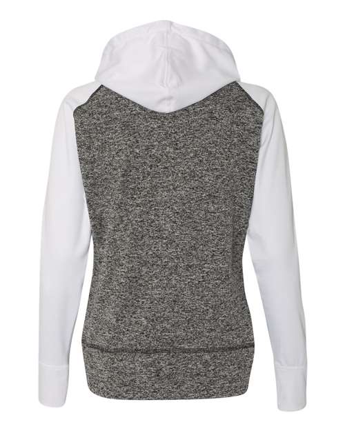 Women’s Colorblocked Cosmic Fleece Hooded Sweatshirt - Charcoal Fleck/ White