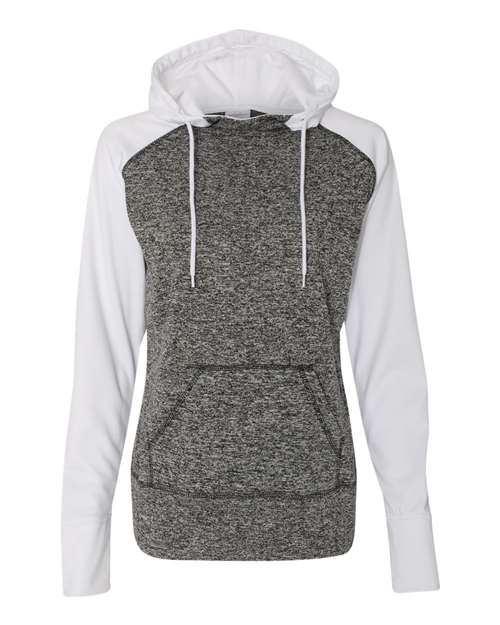 Women’s Colorblocked Cosmic Fleece Hooded Sweatshirt - Charcoal Fleck/ White