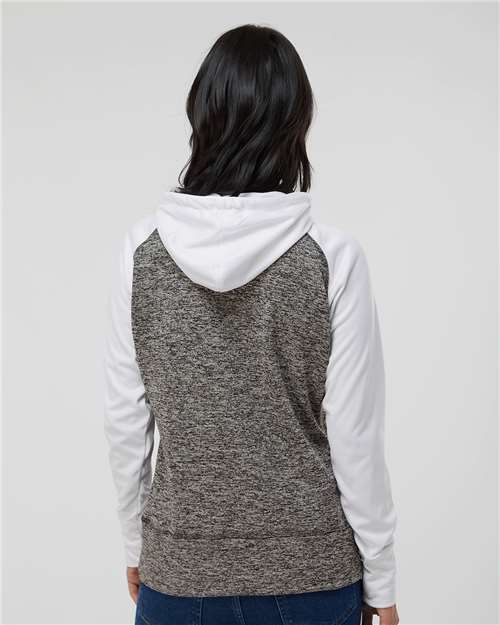 Women’s Colorblocked Cosmic Fleece Hooded Sweatshirt - Charcoal Fleck/ White