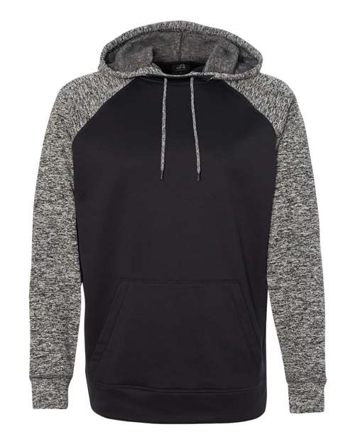Men's Colorblocked Cosmic Fleece Hooded Sweatshirt - Black/ Charcoal Fleck