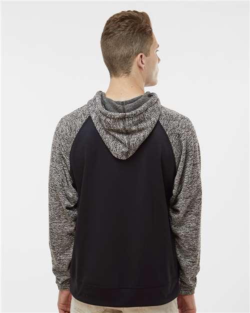 Men's Colorblocked Cosmic Fleece Hooded Sweatshirt - Black/ Charcoal Fleck