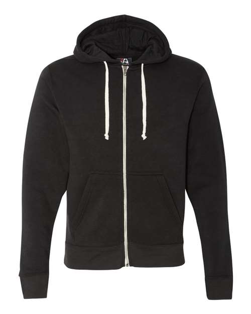Men's Triblend Full-Zip Hooded Sweatshirt - Black Solid