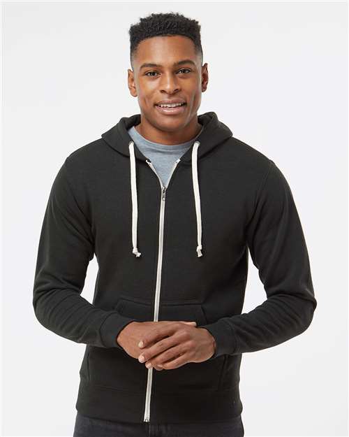 Men's Triblend Full-Zip Hooded Sweatshirt - Black Solid