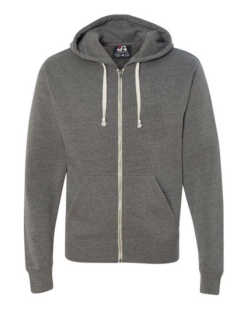 Men's Triblend Full-Zip Hooded Sweatshirt - Smoke Triblend