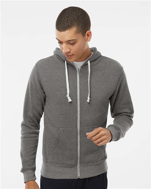 Men's Triblend Full-Zip Hooded Sweatshirt - Smoke Triblend