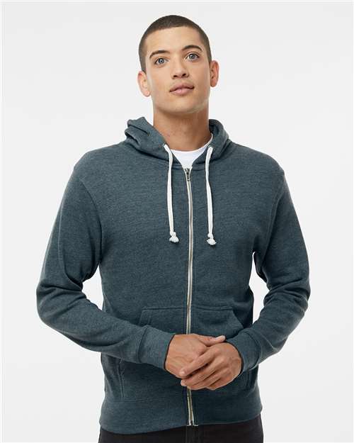 Men's Triblend Full-Zip Hooded Sweatshirt - Navy Triblend