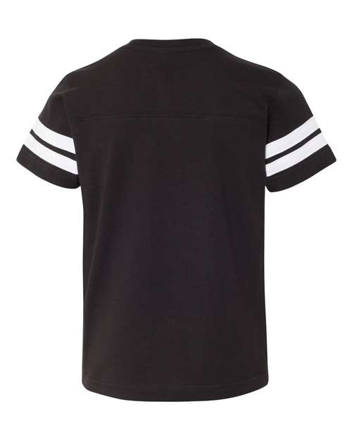 Youth Football Fine Jersey Tee - Black Solid/ White