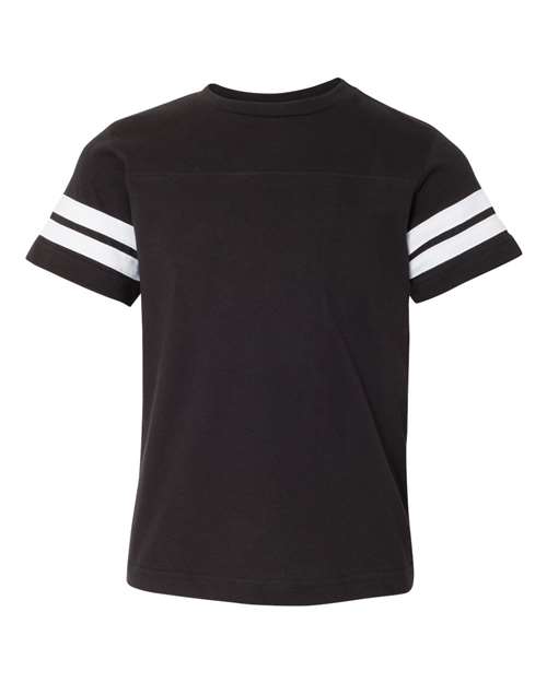 Youth Football Fine Jersey Tee - Black Solid/ White