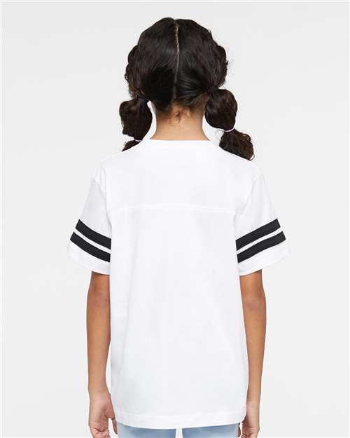 Youth Football Fine Jersey Tee - White Solid/ Black