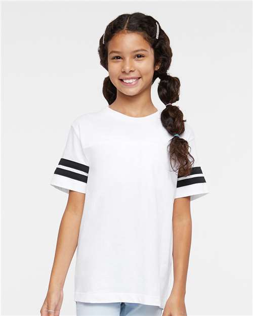 Youth Football Fine Jersey Tee - White Solid/ Black