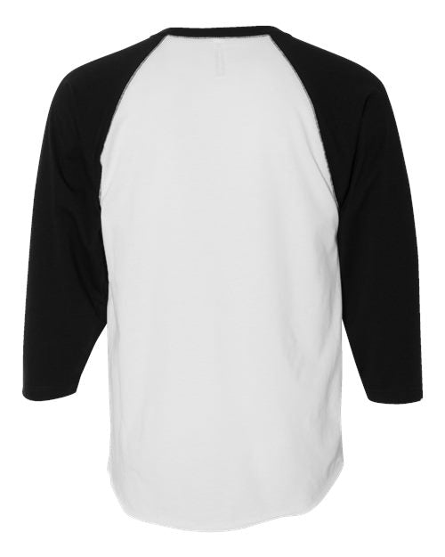 Men's Baseball Fine Jersey Three-Quarter Sleeve Tee - White Solid/ Black