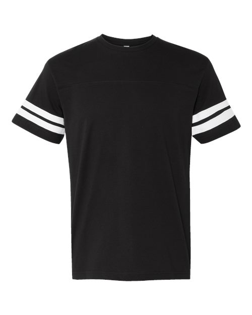 Men's Football Fine Jersey Tee - Black Solid/ White