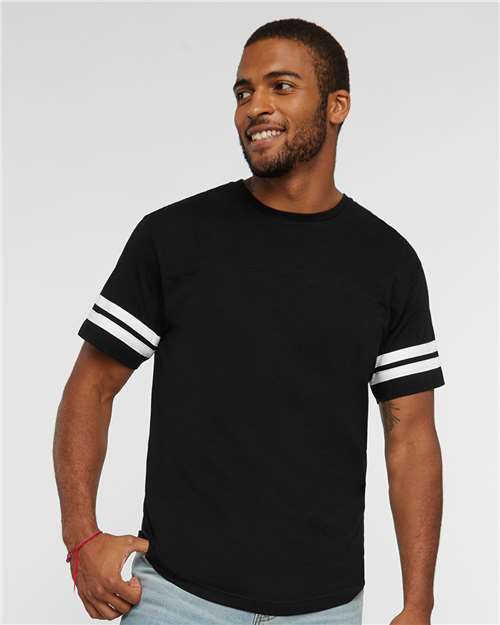 Men's Football Fine Jersey Tee - Black Solid/ White