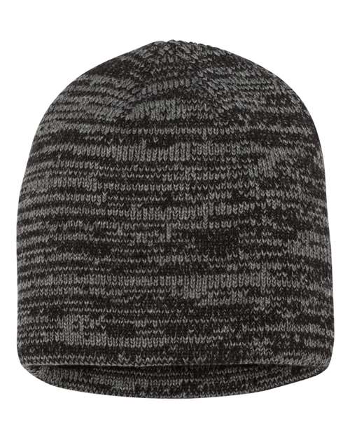 8" Marled Beanie - Black/ Dark Grey
