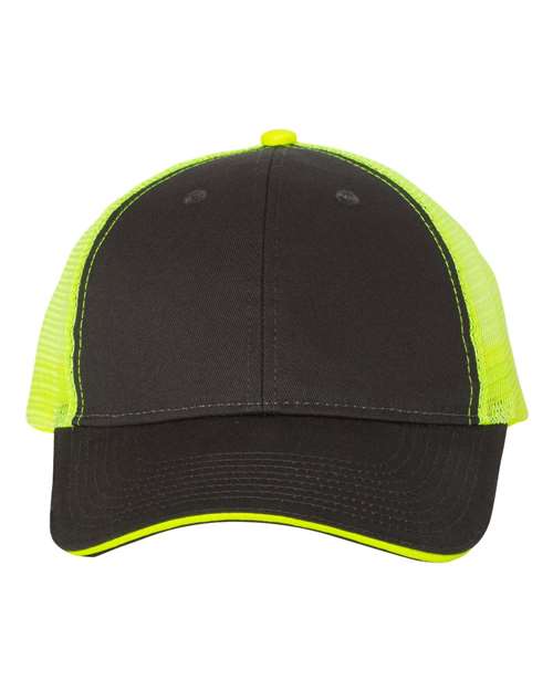 Sandwich Trucker Cap - Charcoal/ Neon Yellow