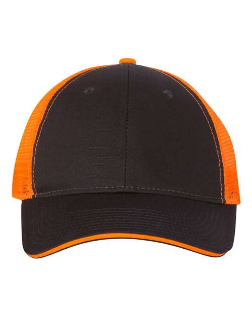 Sandwich Trucker Cap - Charcoal/ Neon Orange
