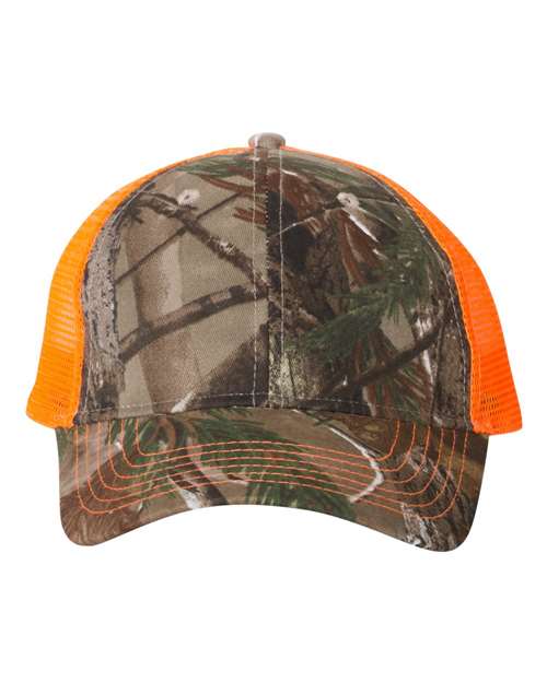 Licensed Camo Mesh Back Cap - Realtree AP/ Neon Orange