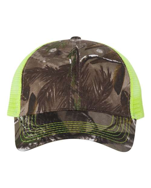 Licensed Camo Mesh Back Cap - Realtree AP/ Neon Yellow