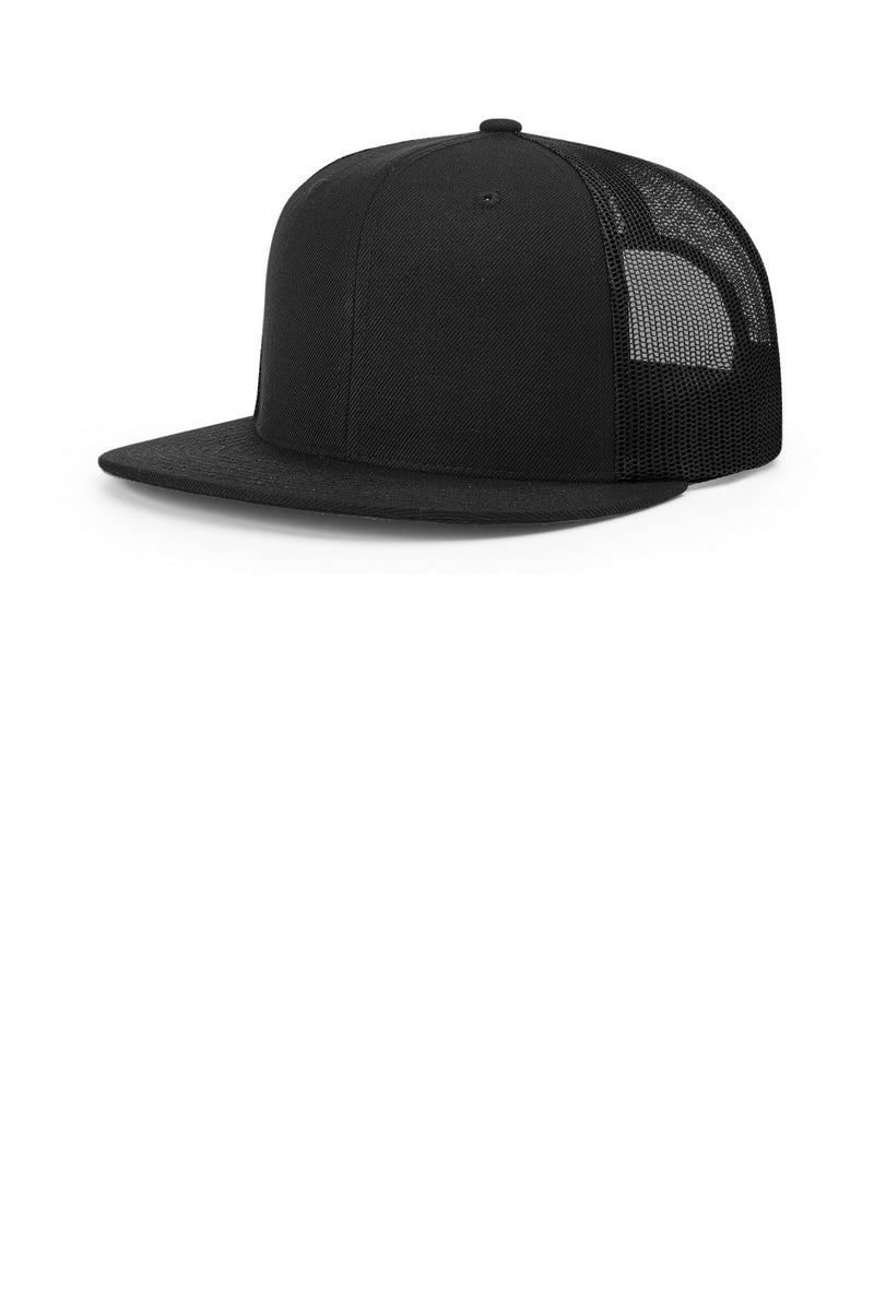 Richardson Acrylic-Wool Blend Flatbill Trucker - Black