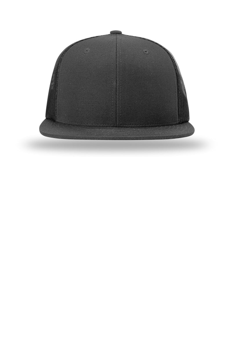 Richardson Acrylic-Wool Blend Flatbill Trucker - Black