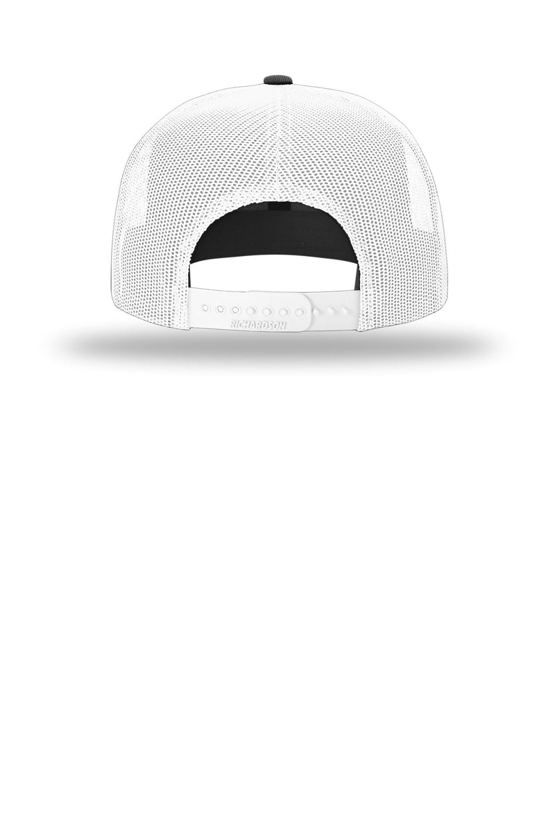 Richardson Acrylic-Wool Blend Flatbill Trucker - Black/ White