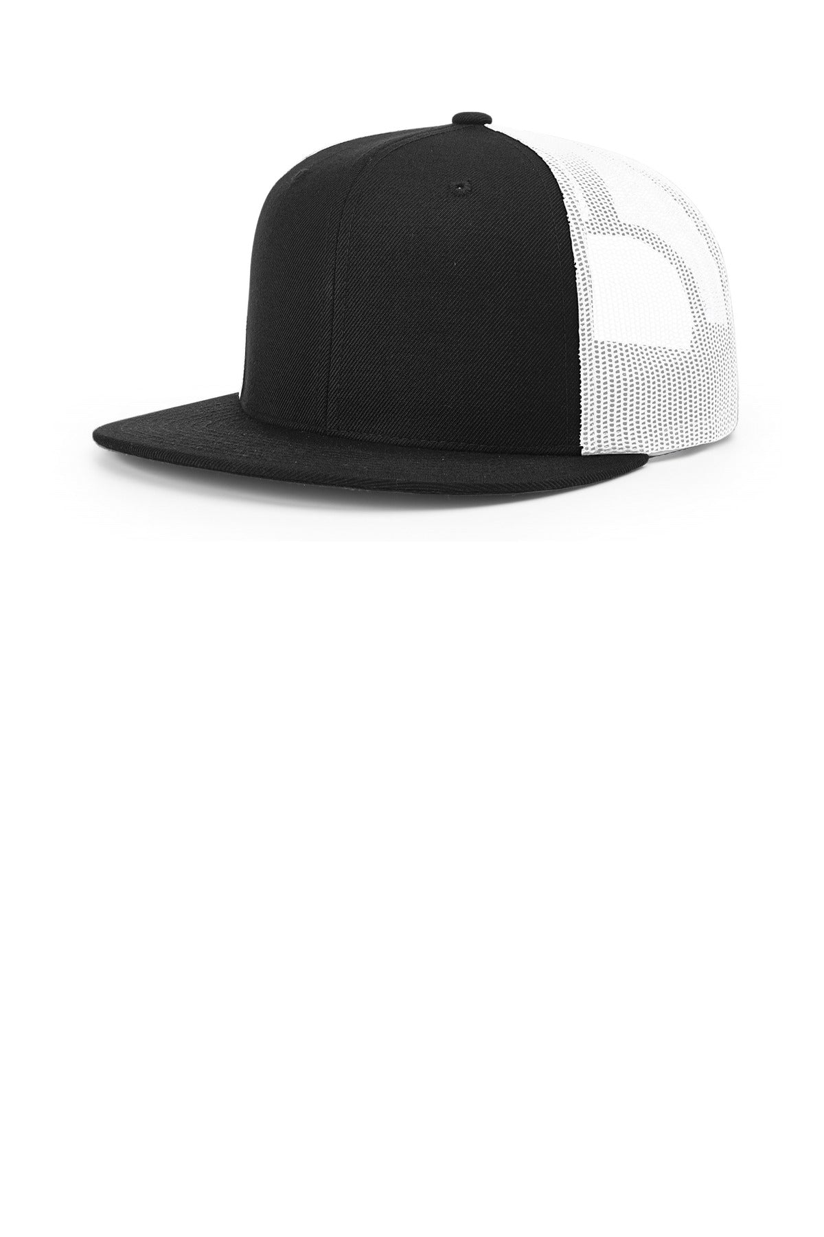 Richardson Acrylic-Wool Blend Flatbill Trucker - Black/ White