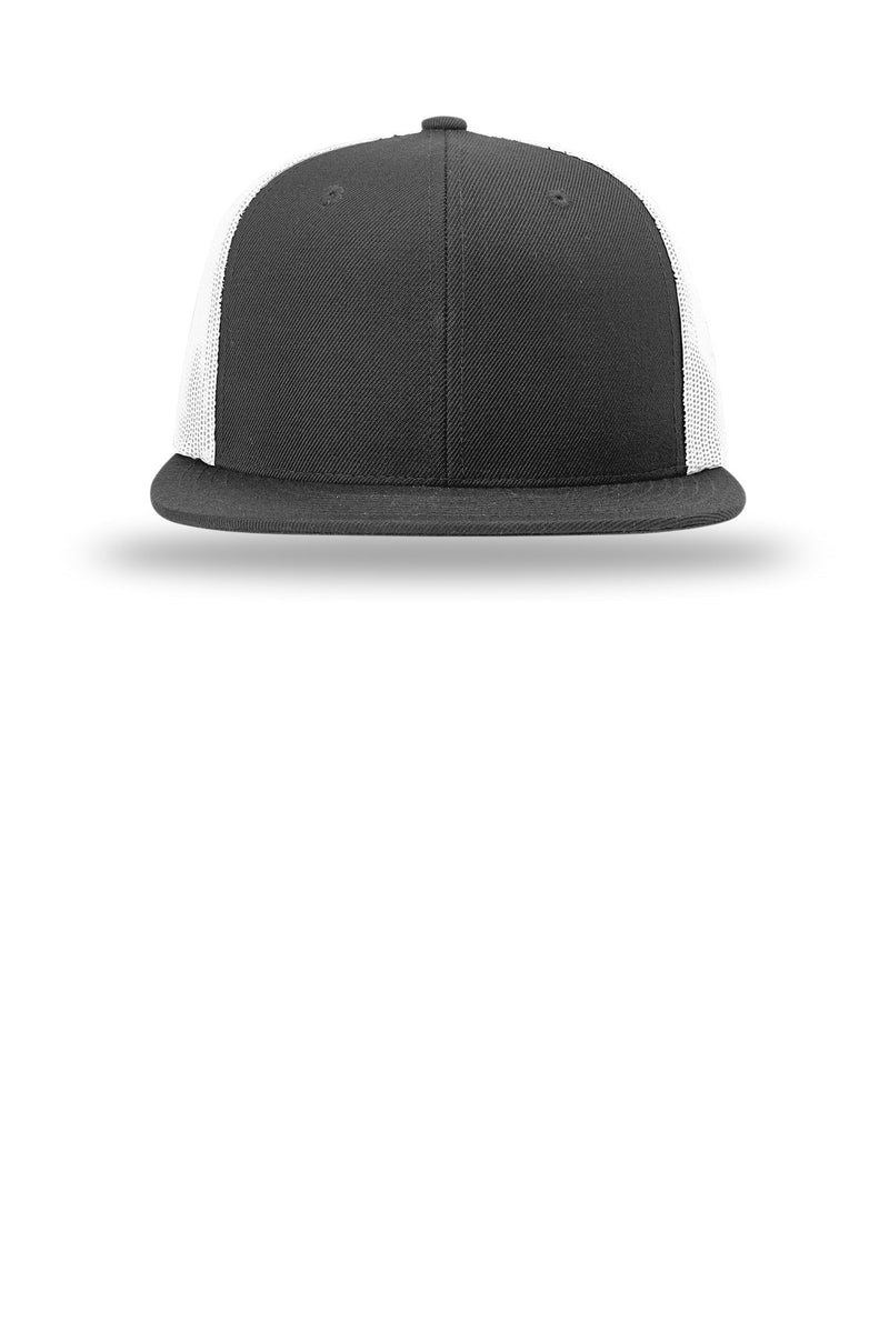 Richardson Acrylic-Wool Blend Flatbill Trucker - Black/ White