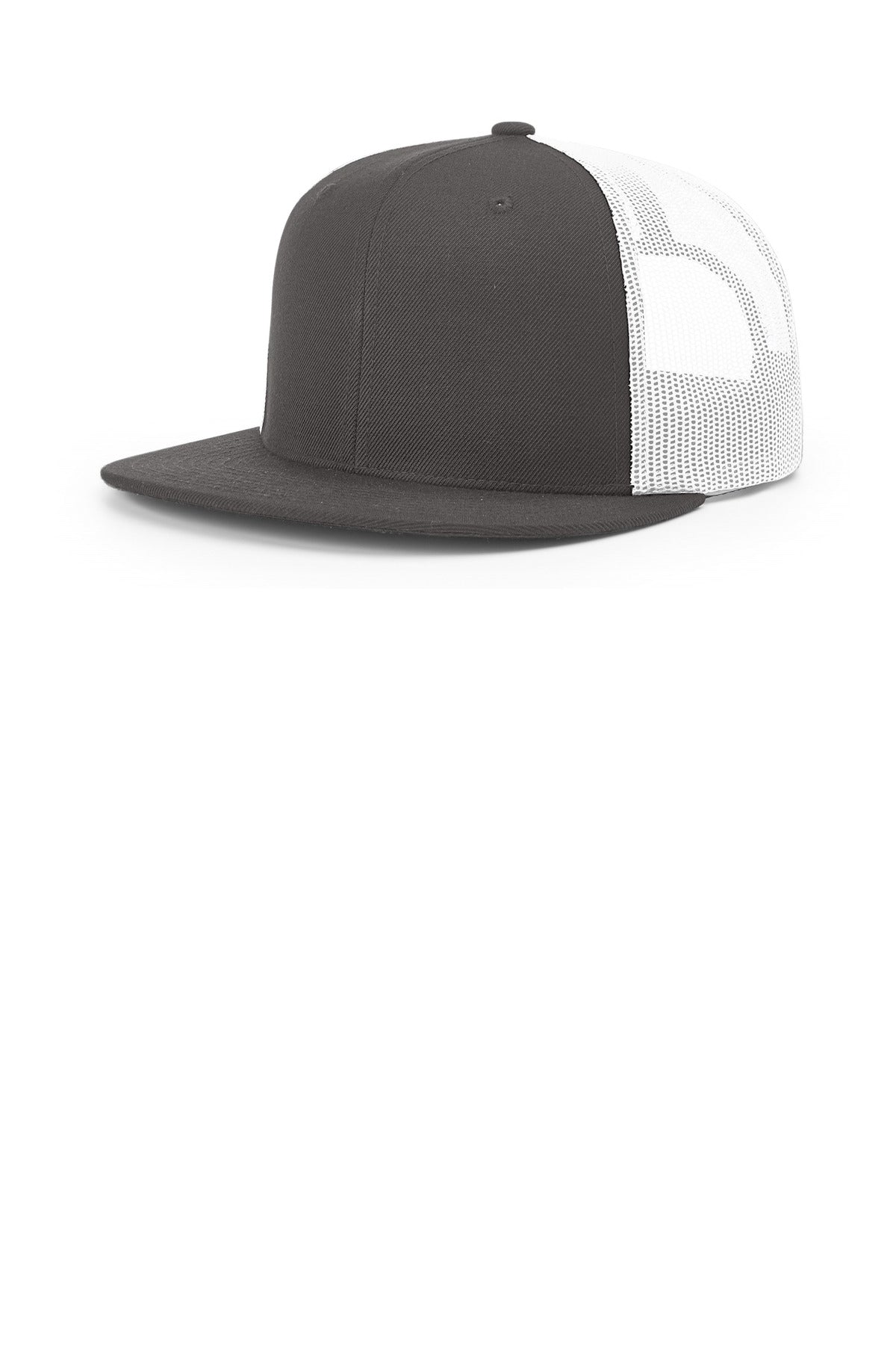 Richardson Acrylic-Wool Blend Flatbill Trucker - Charcoal/ White