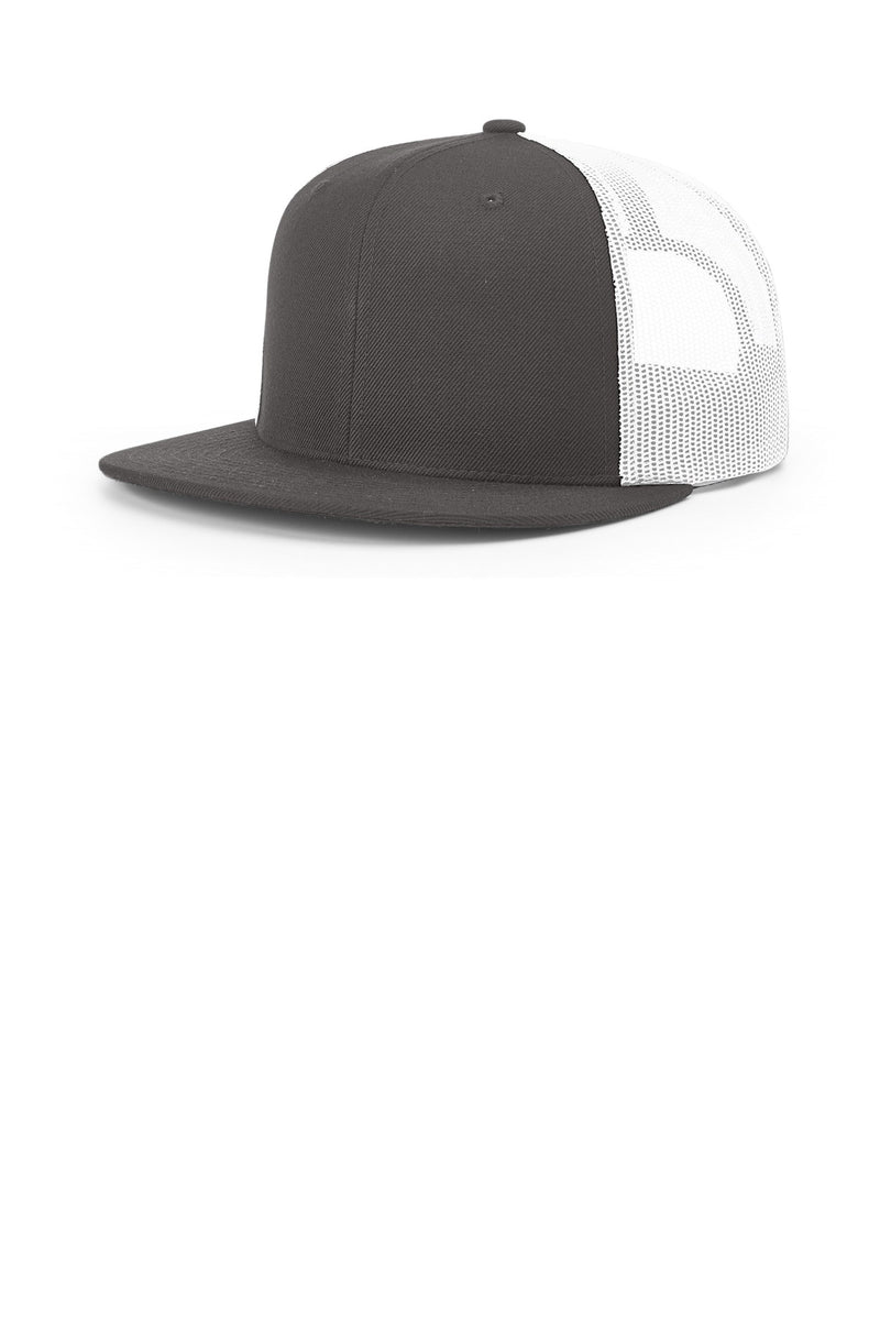 Richardson Acrylic-Wool Blend Flatbill Trucker - Charcoal/ White