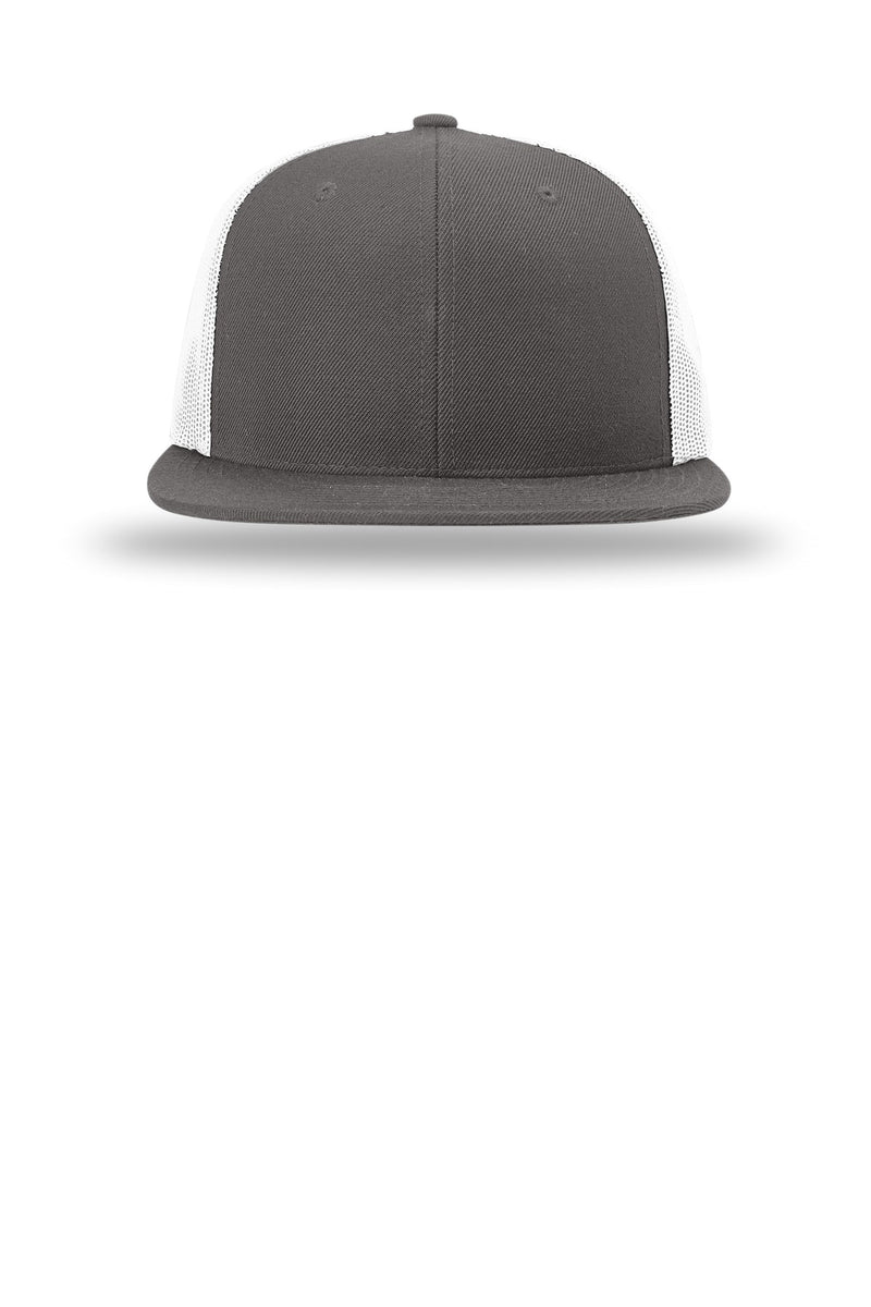 Richardson Acrylic-Wool Blend Flatbill Trucker - Charcoal/ White