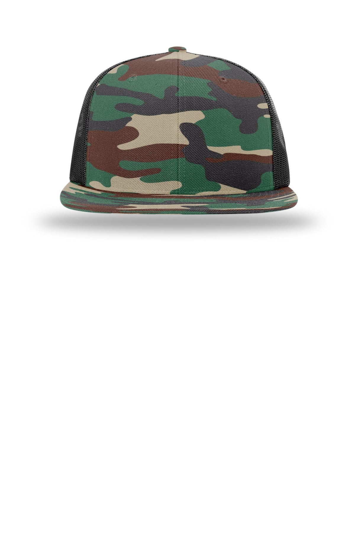 Richardson Acrylic-Wool Blend Flatbill Trucker - Green Camo/ Black