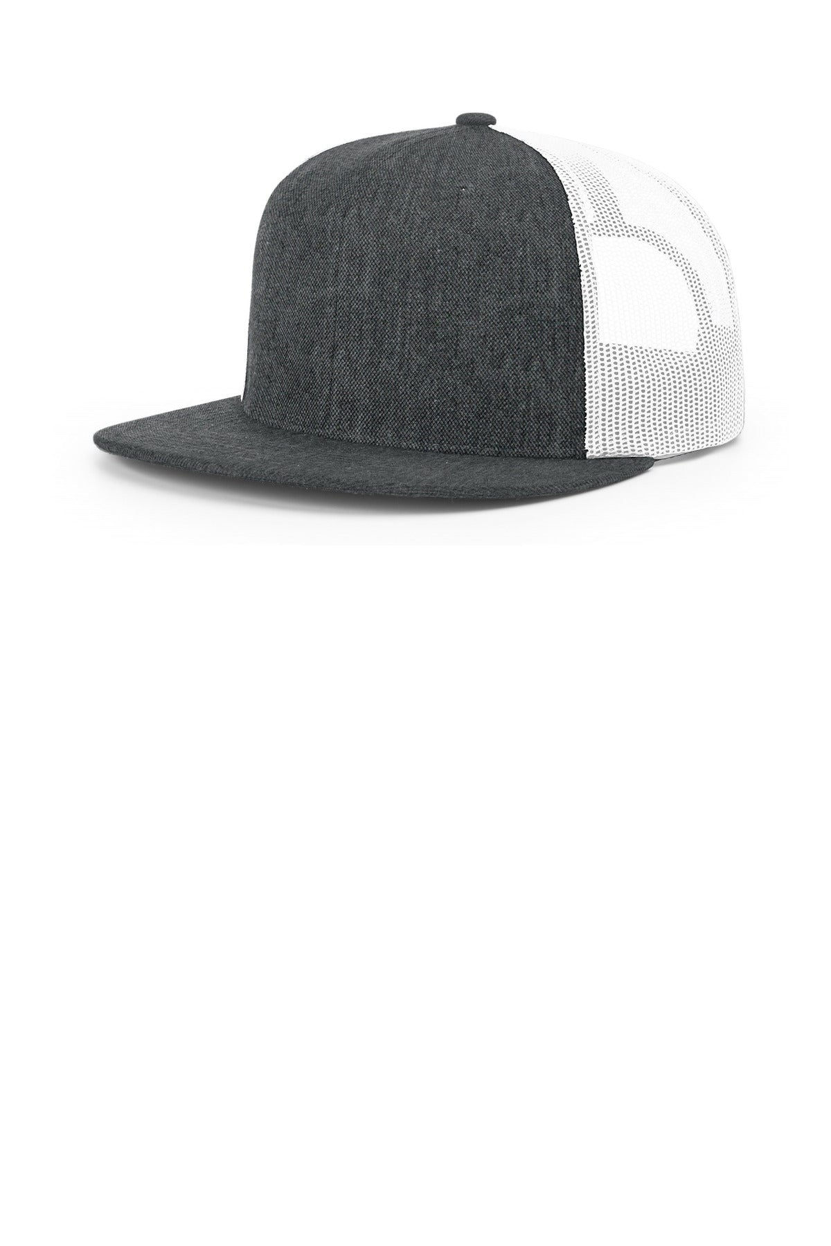Richardson Acrylic-Wool Blend Flatbill Trucker - Heather Charcoal/ White