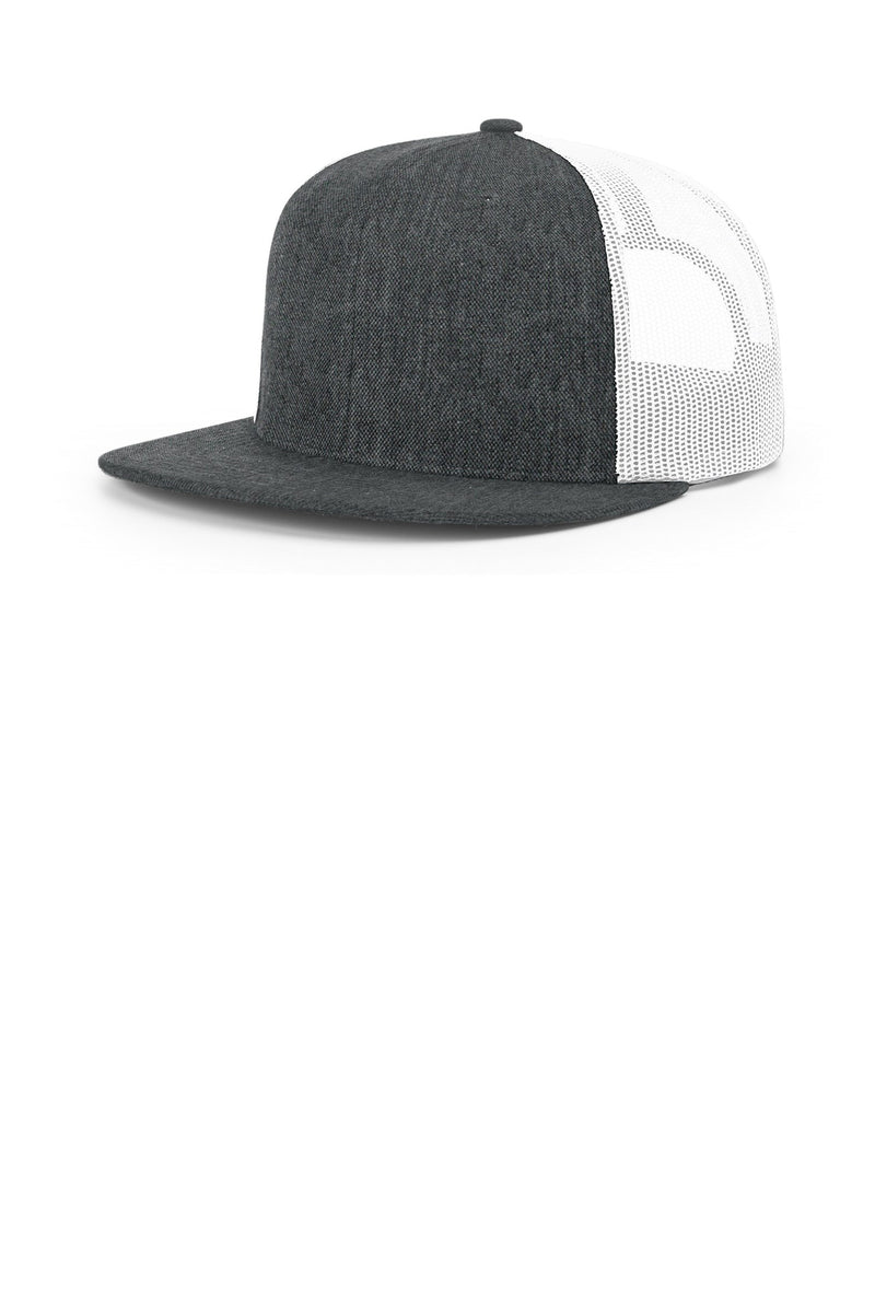 Richardson Acrylic-Wool Blend Flatbill Trucker - Heather Charcoal/ White