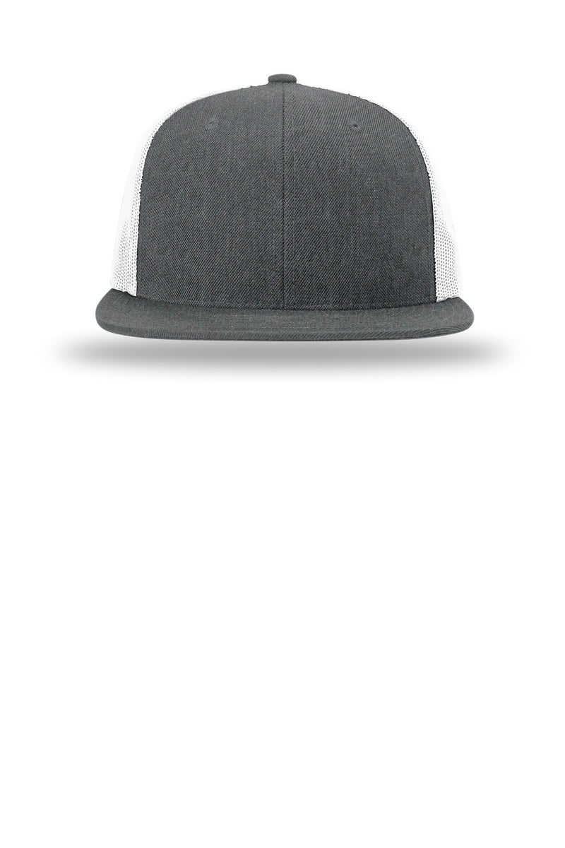 Richardson Acrylic-Wool Blend Flatbill Trucker - Heather Charcoal/ White
