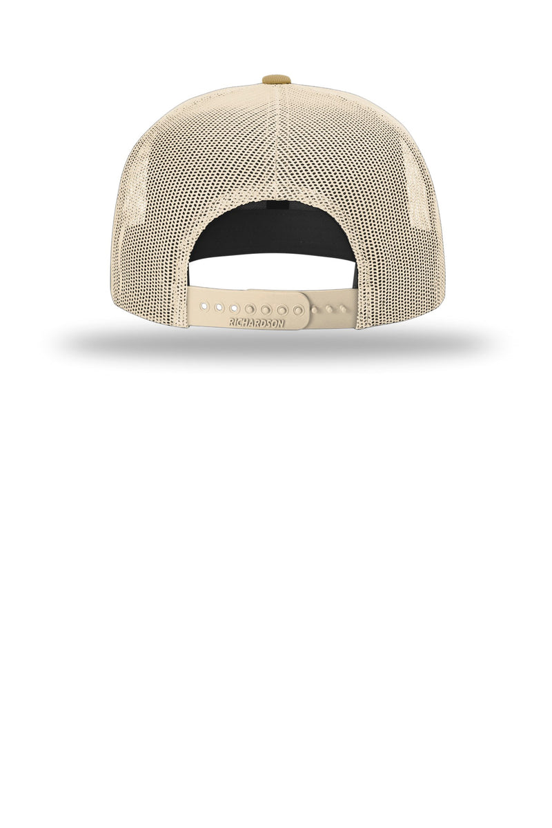 Richardson Acrylic-Wool Blend Flatbill Trucker - Heather Grey/ Birch/ Biscuit