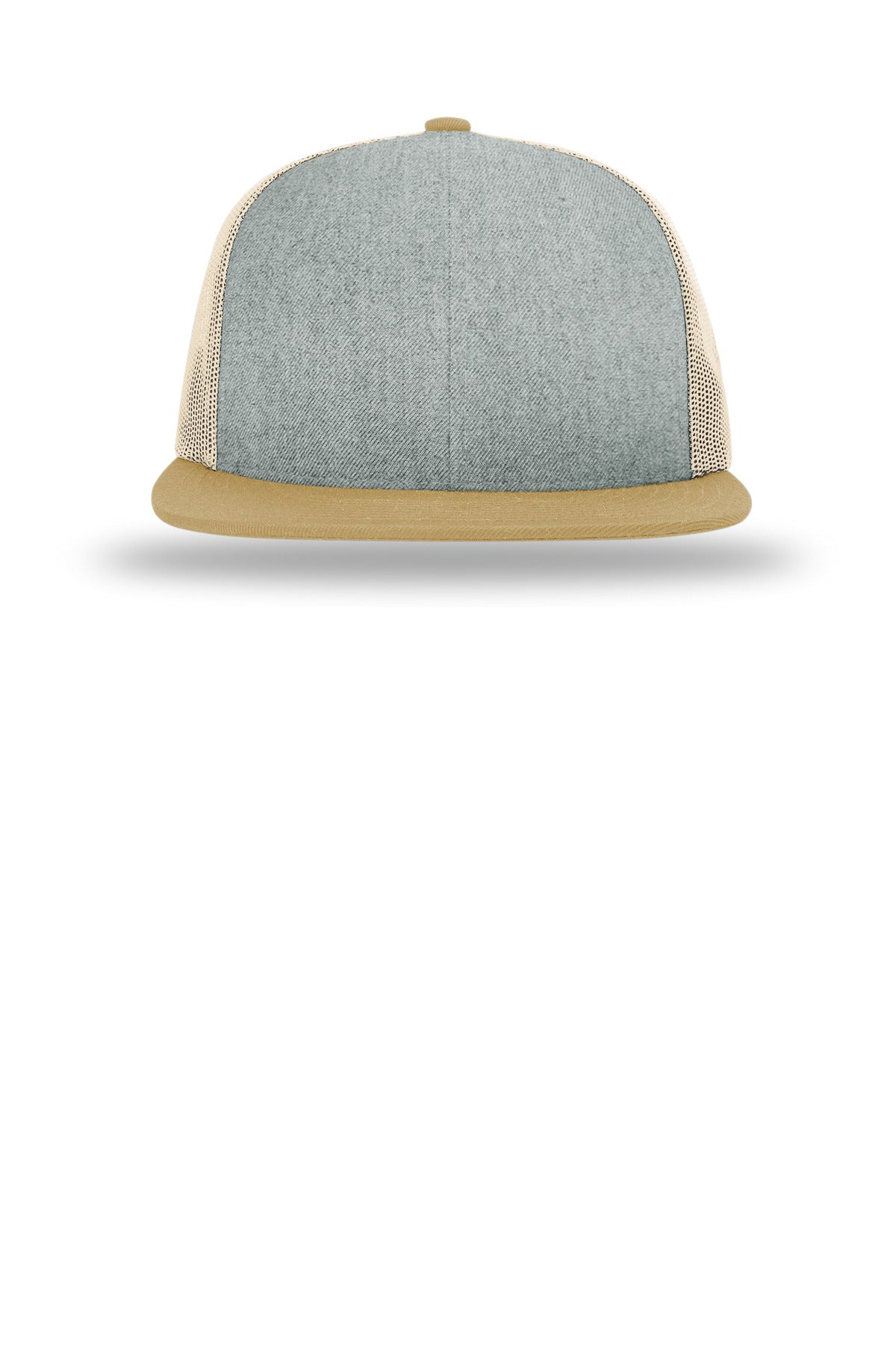 Richardson Acrylic-Wool Blend Flatbill Trucker - Heather Grey/ Birch/ Biscuit