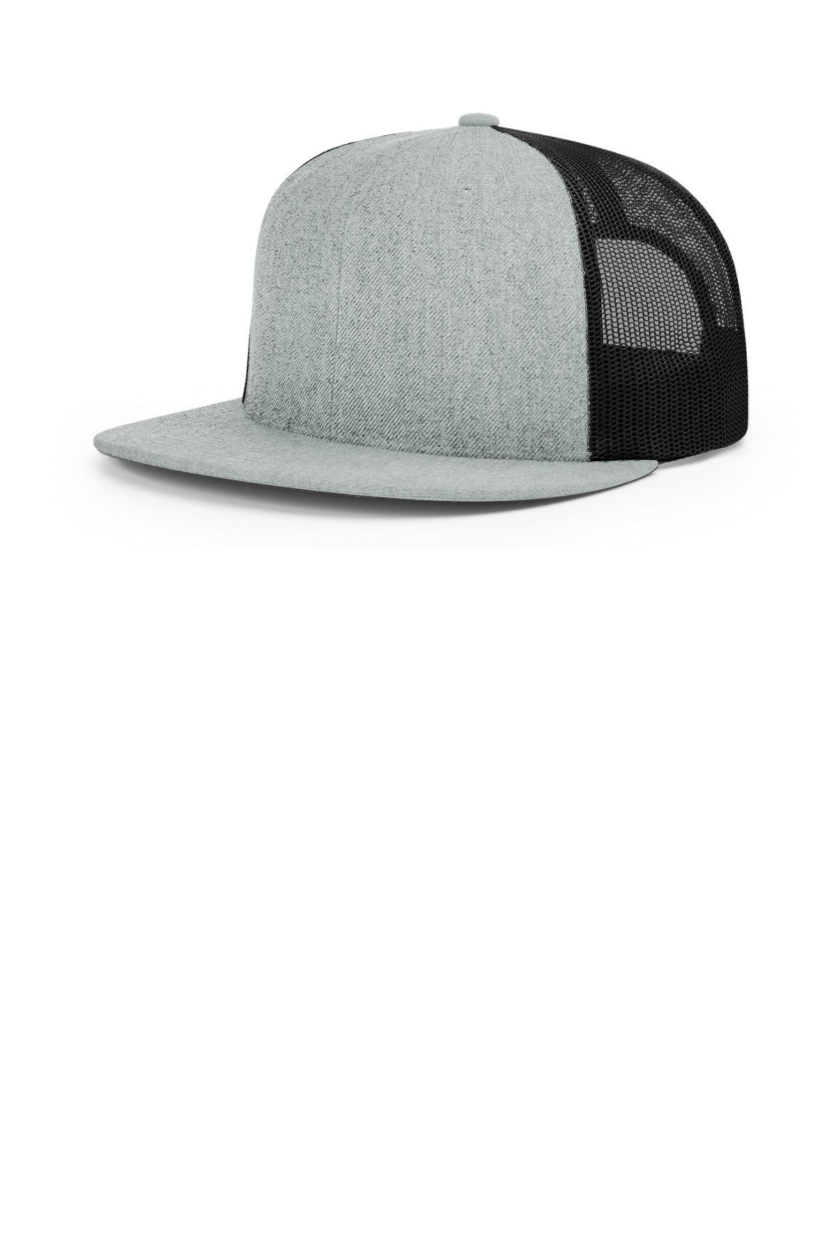 Richardson Acrylic-Wool Blend Flatbill Trucker - Heather Grey/ Black