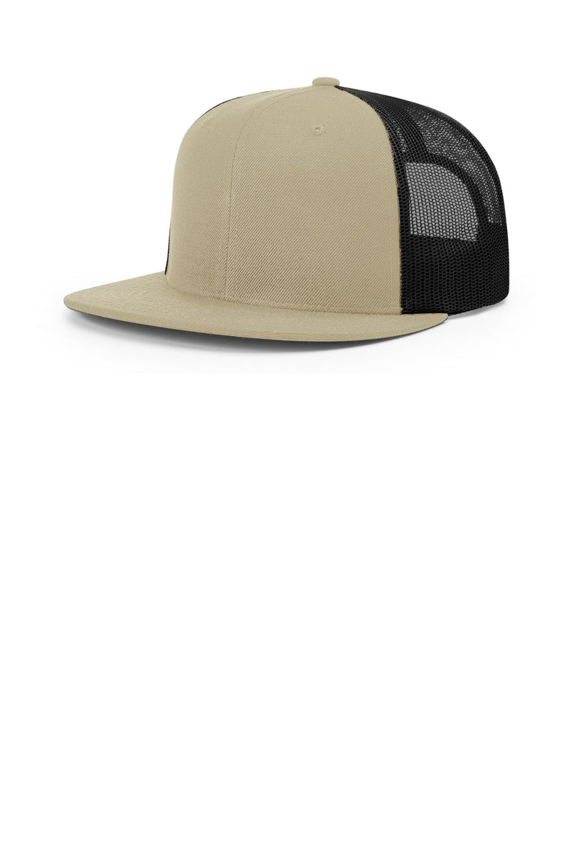 Richardson Acrylic-Wool Blend Flatbill Trucker - Khaki/ Black