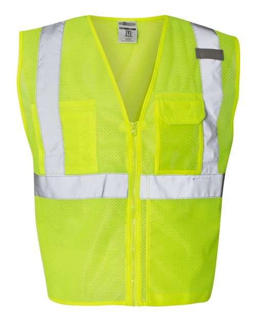 Unisex Clear ID Vest with Zipper Closure - Lime