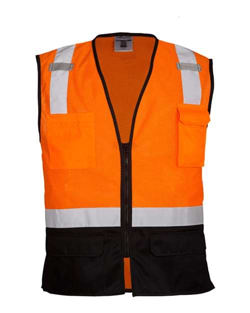 Unisex Black Bottom Mesh Class 2 Vest - Orange - 1529