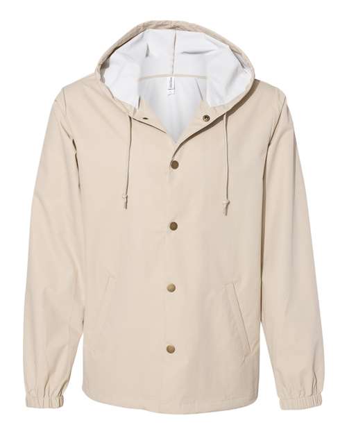 Men's Water-Resistant Hooded Windbreaker - Classic Khaki