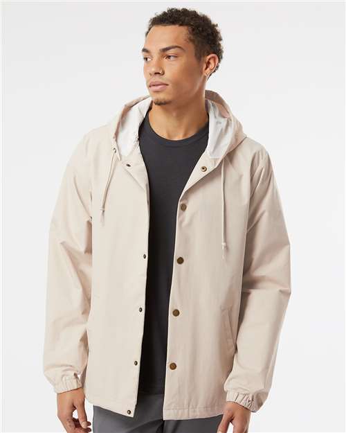 Men's Water-Resistant Hooded Windbreaker - Classic Khaki