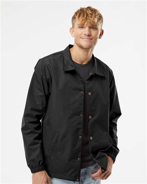 Men's Water-Resistant Windbreaker Coach’s Jacket - Black