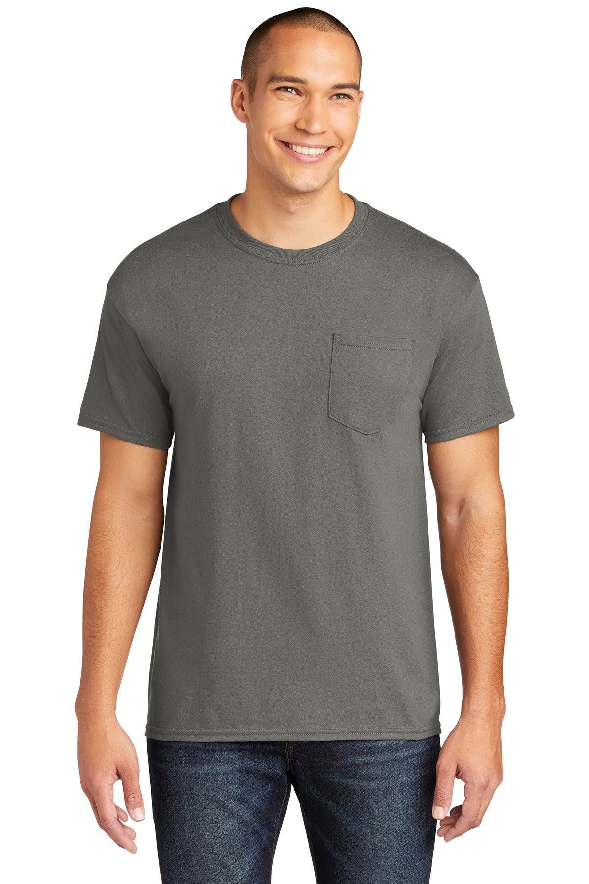 Gildan  Heavy Cotton  100% Cotton Pocket T-Shirt - Charcoal