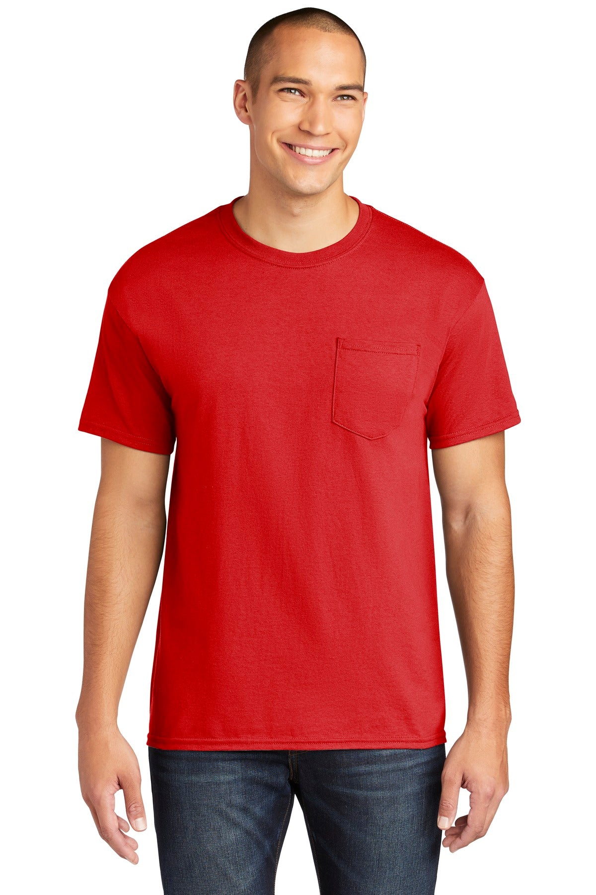 Gildan  Heavy Cotton  100% Cotton Pocket T-Shirt - Red