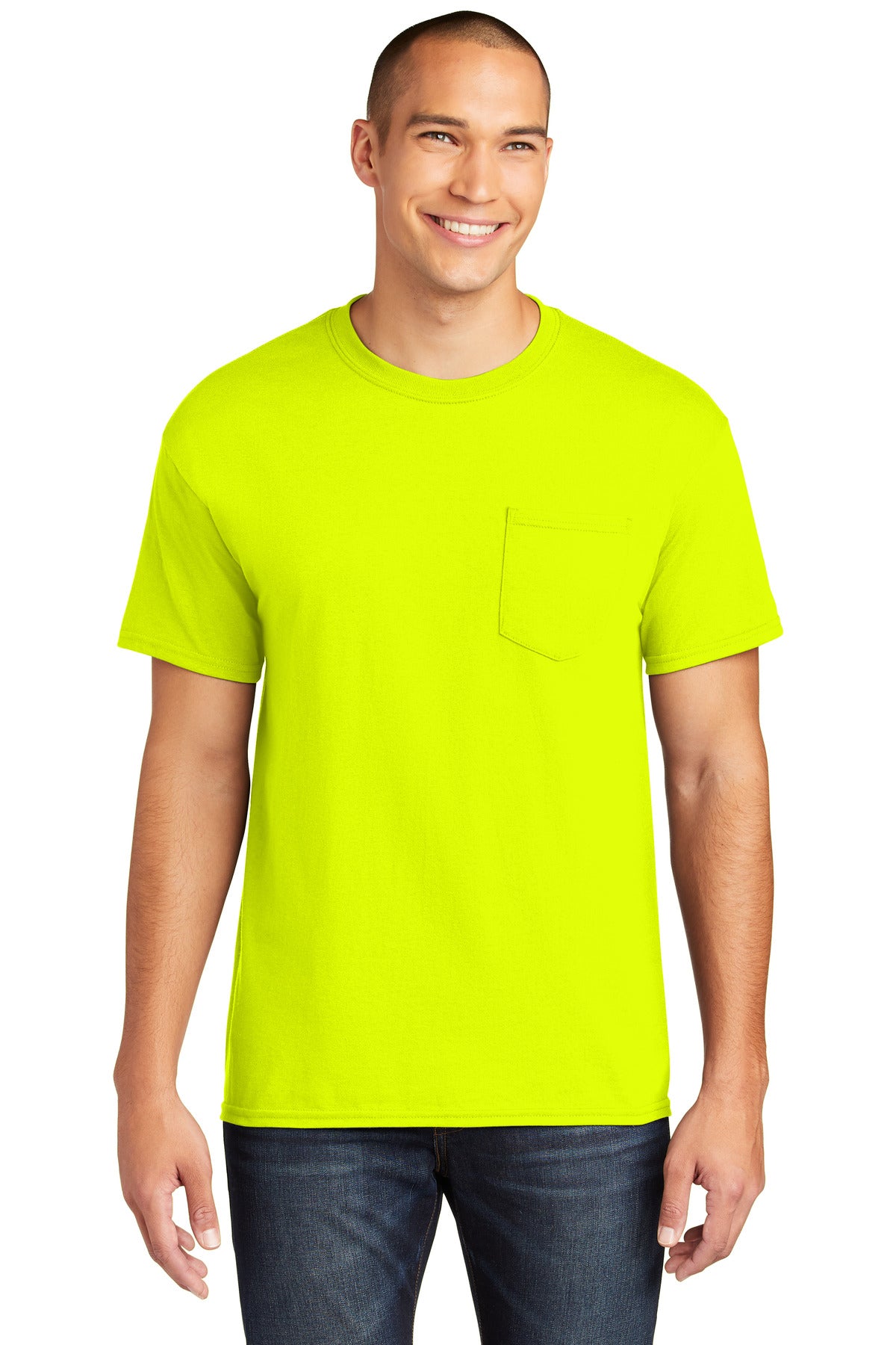 Gildan  Heavy Cotton  100% Cotton Pocket T-Shirt - Safety Green