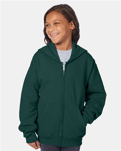 Youth EcoSmart® Full-Zip Hooded Sweatshirt - Deep Forest