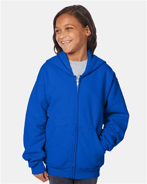Youth EcoSmart® Full-Zip Hooded Sweatshirt - Deep Royal