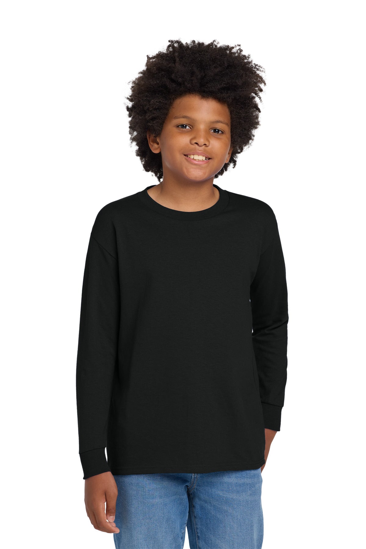 Gildan Youth Heavy Cotton 100% Cotton Long Sleeve T-Shirt - Black